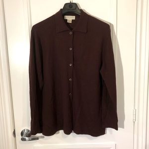 CASUAL CORNER Cardigan, Dark Brown, Wool Blend, Women’s Size Medium